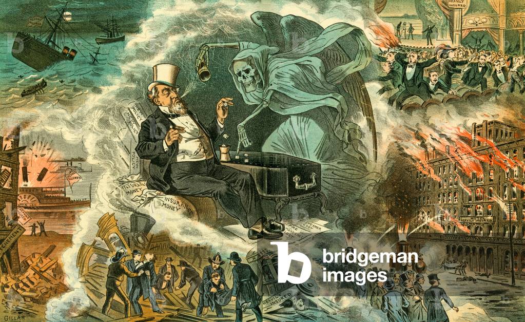 Gambling with death, 1883 (colour litho)