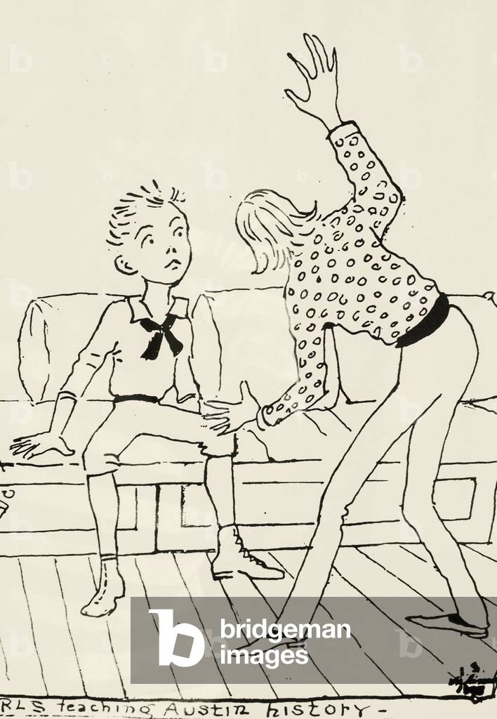 Robert Louis Stevenson teaching Austin history, Villa Vailima, Apia, Samoa (photo)