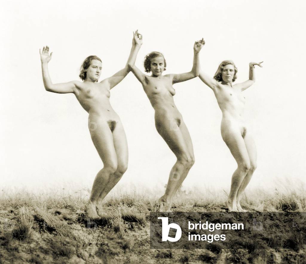 Young naturists enjoying an open air life, Freikörperkultur, c.1930 (b/w photo)