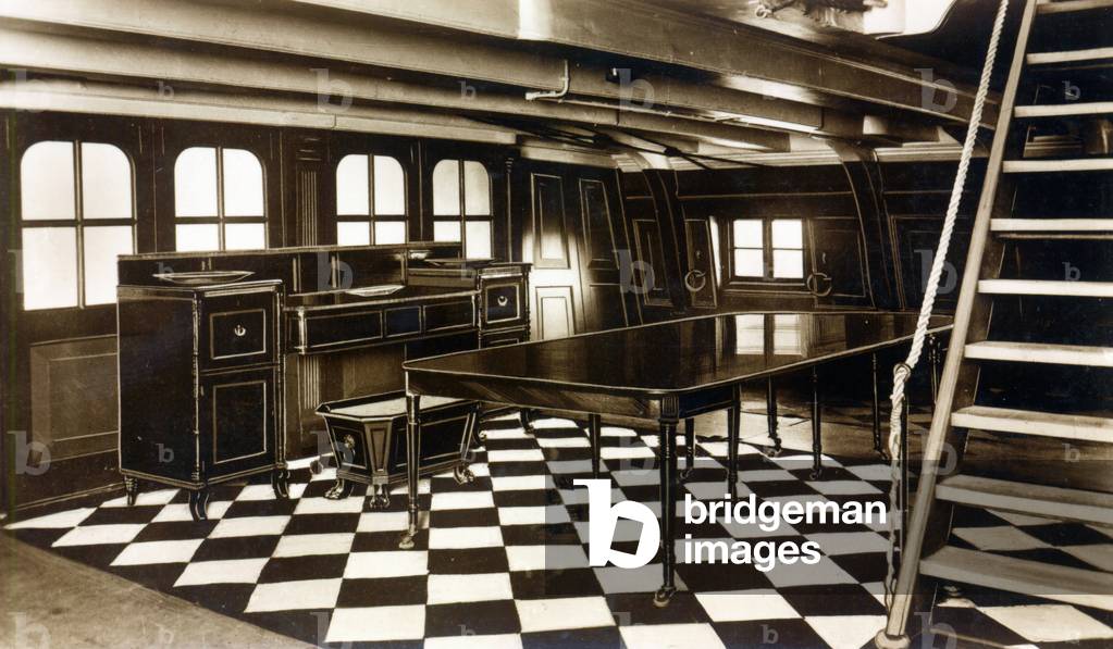 Nelson's Dining Room onboard the HMS Victory (b/w photo)