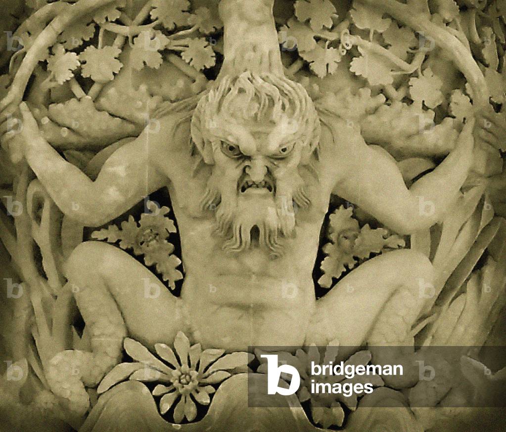 Depiction of Triton, the Pena Palace newt, symbolizing the creation of the world, Pena National Palace, Sintra, Portugal (photo)