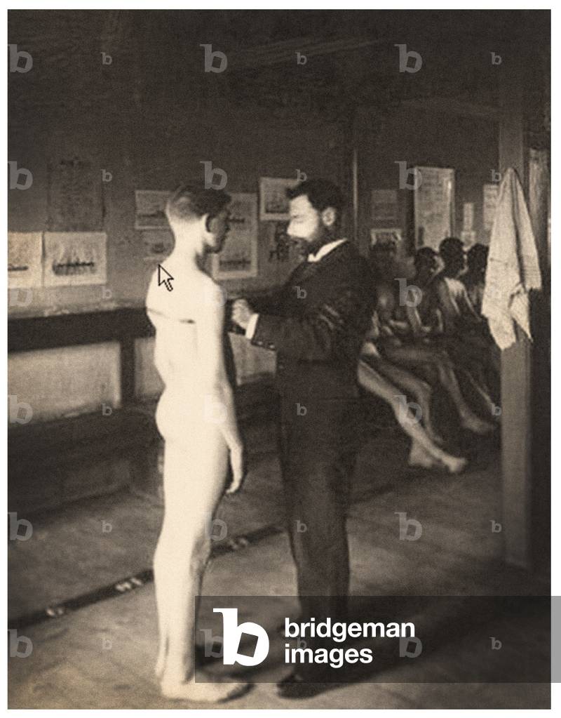 American soldier having a physical examination, c.1915 (photo)