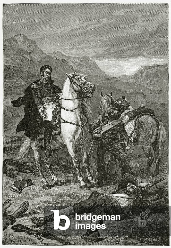 After the Battle,19th Century (b/w engraving)