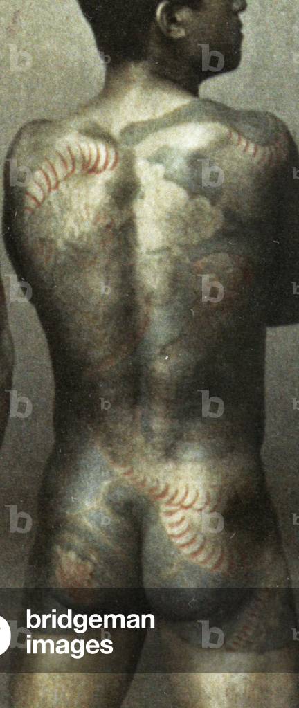 Man with traditional Japanese Irezumi tattoo, c.1880 (hand coloured albumen photo) (detail of 398092)