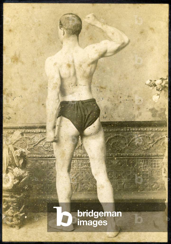Portrait of a strongman, c.1890 (b/w photo)