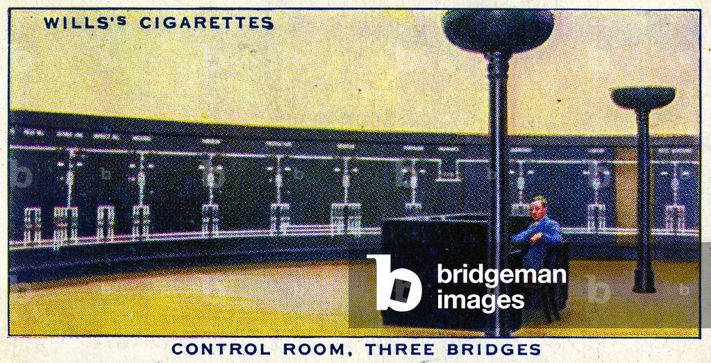The Control room of Three Bridges Railway station, West Sussex, England 1938 (litho)