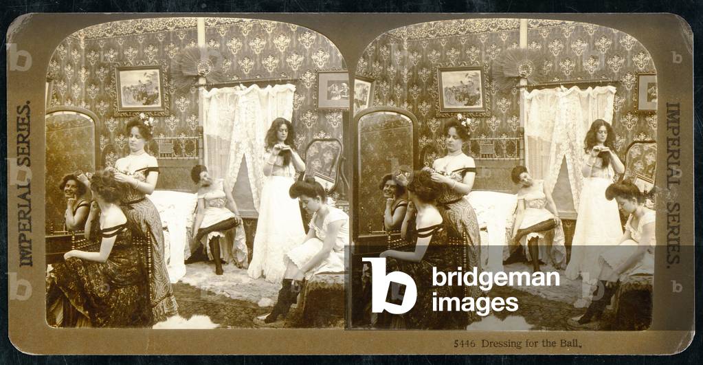 'Dressing for the Ball', c.1900 (sepia photo) (see also 473245)