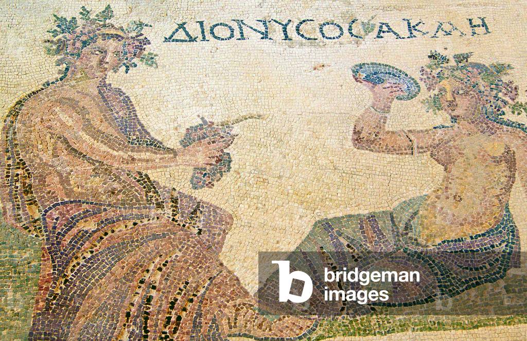 Dionysus counseling the nymph Akme, House of Dionysos, Paphos, Cyprus (mosaic)