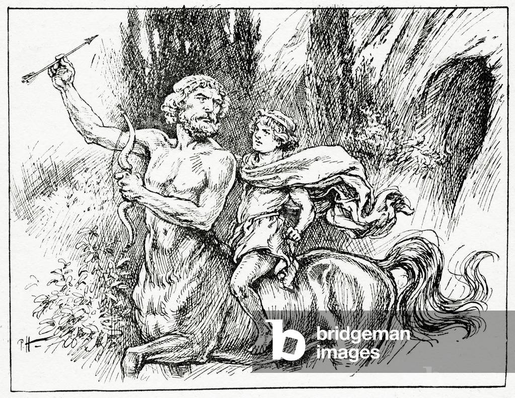 Hercules and Chiron, from 'The Book of Myths' by Amy Cruse, 1925 (litho)