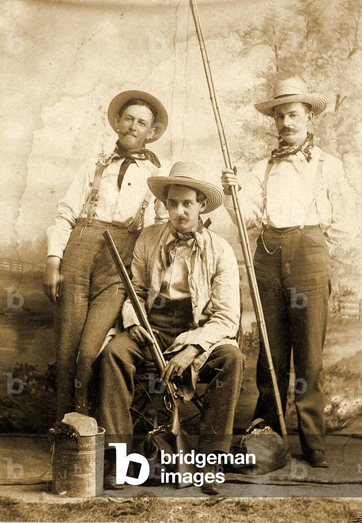 Studio portrait of three men, c.1899 (b/w photo)