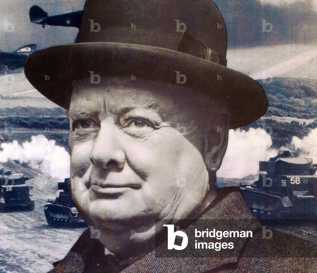 'Let Us Go Forward Together', World War Two propaganda poster, detail of Winston Churchill, 1940 (print)