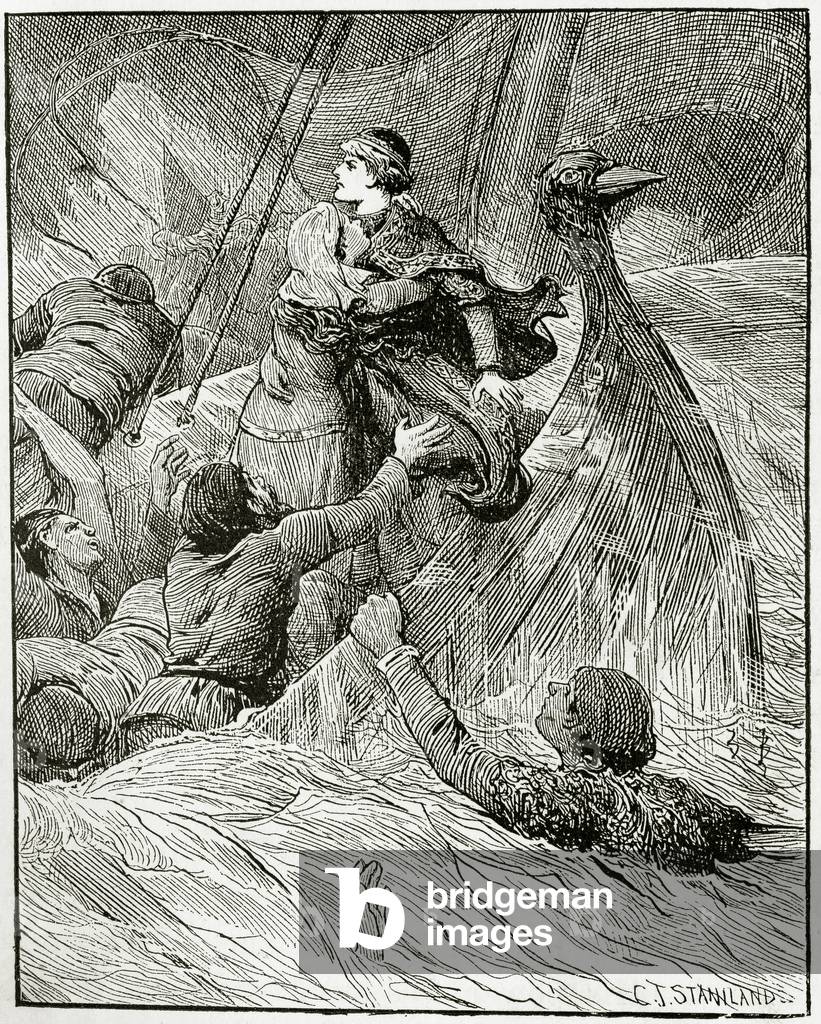 The wreck of the White ship, 1896 (engraving).