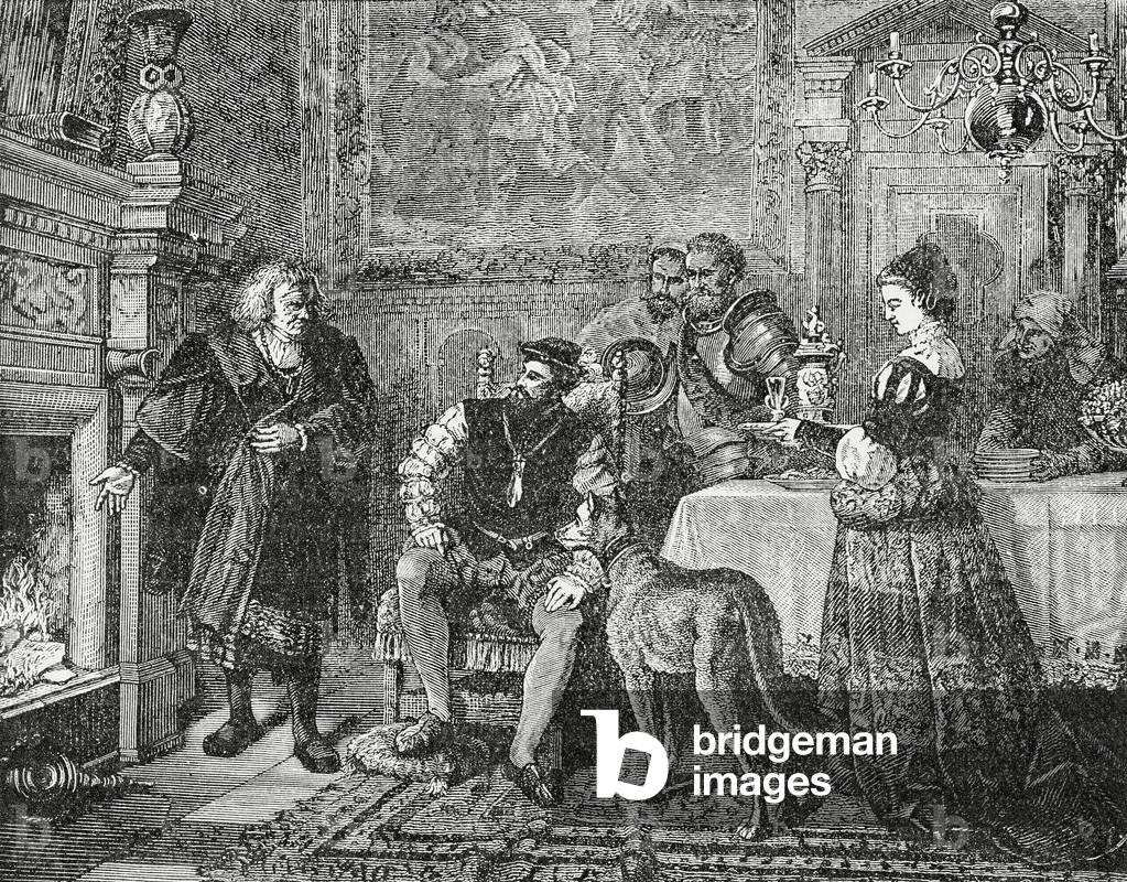 Emperor Charles V visiting the Fuggers, 1882 (litho)