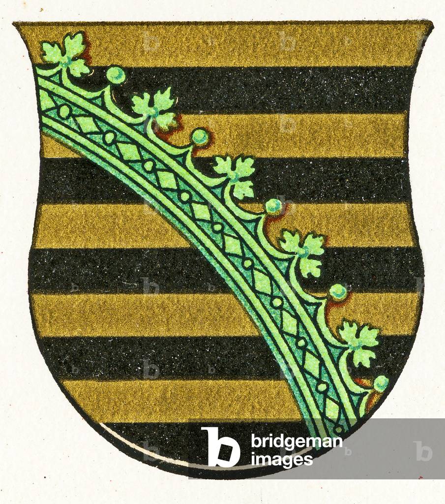 Coat of arms of Saxony, c.1898 (colour litho)