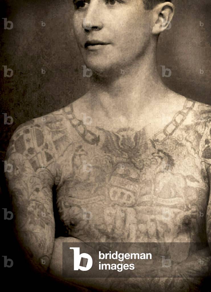 Cabinet card of a tattooed man, c.1880 (photo)