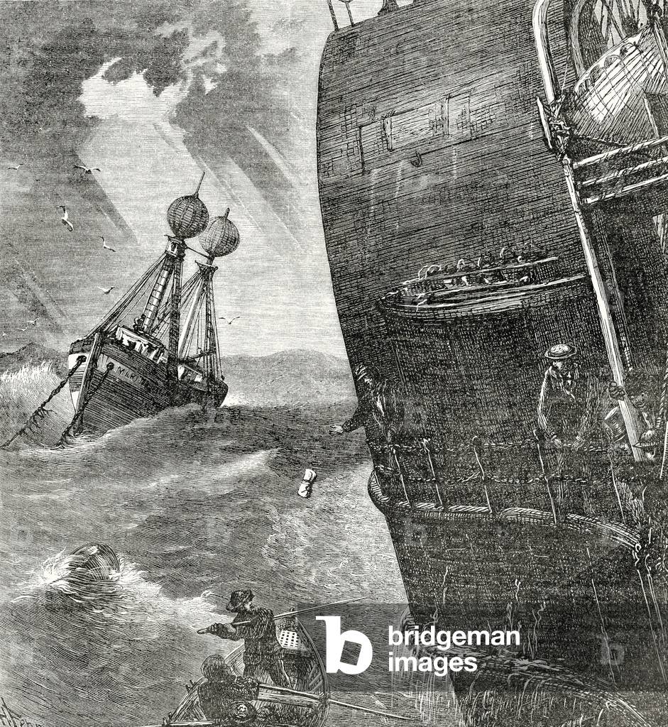 The Light-Ship and Incoming Steamer, frontispiece illustration from 'Appleton's Journal', May 4, 1872 (engraving)
