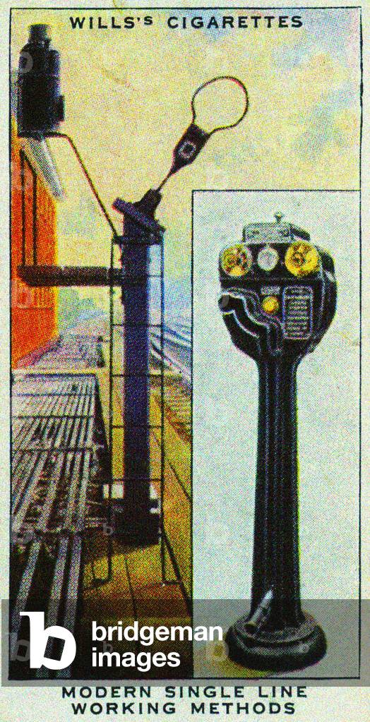 Illustration showing modern single line working methods, 1938 (litho)