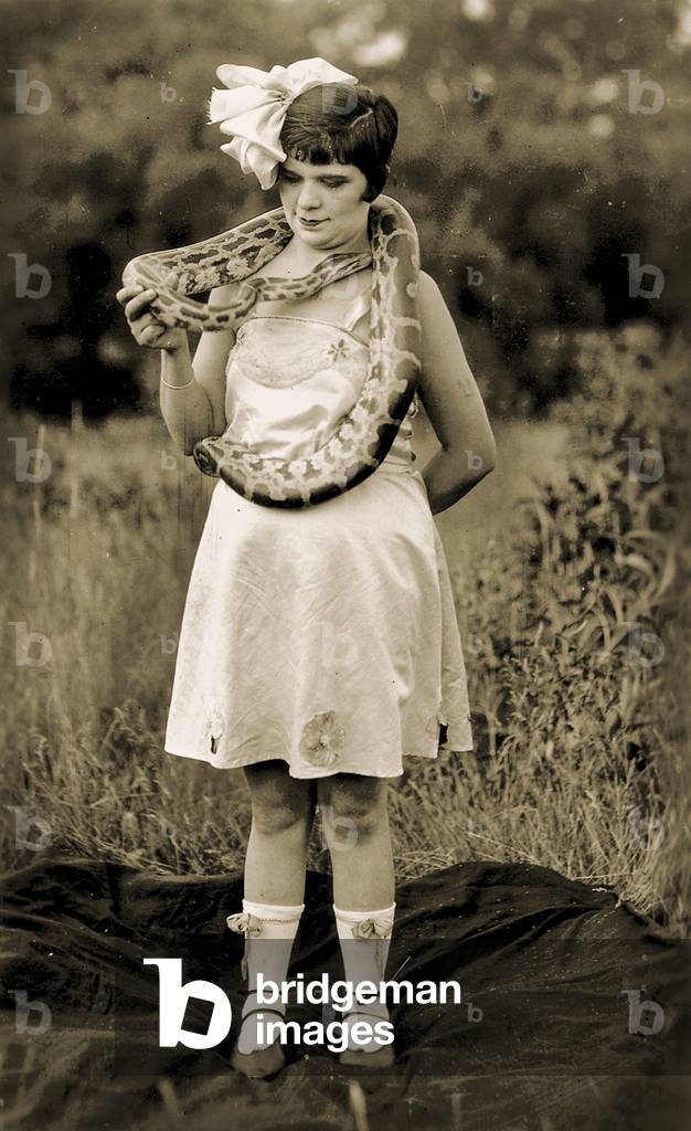 Snake charmer, c.1920 (b/w photo)