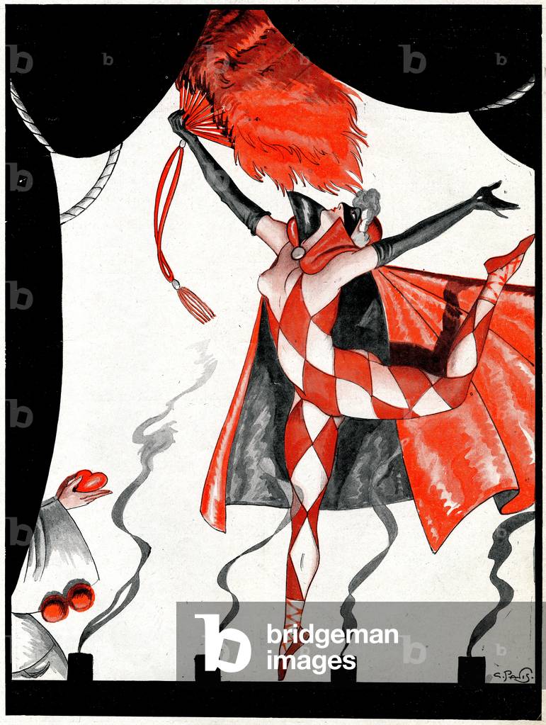 The eternal pantomime, the Jack of Hearts and the Queen of Diamonds - illustration from la Vie Parisienne, 1923  (print)