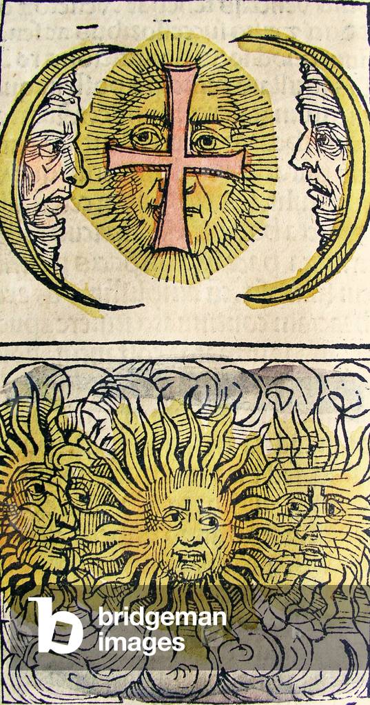 Sun Dogs and Moon Dogs,  published in the Nuremberg Chronicle, 1493 (woodcut)