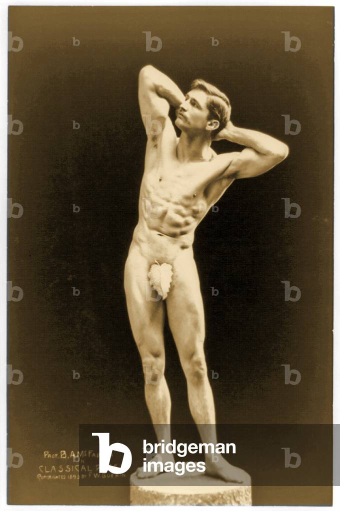 Full-length nude portrait of Bernarr Macfadden, c.1893 (b/w photo)