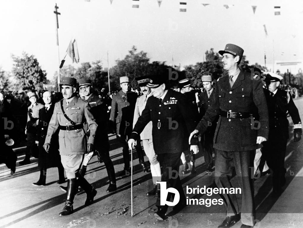 General de Gaulle and Winston Churchill in Marrakesh, 12 January 1944 (b/w photo)