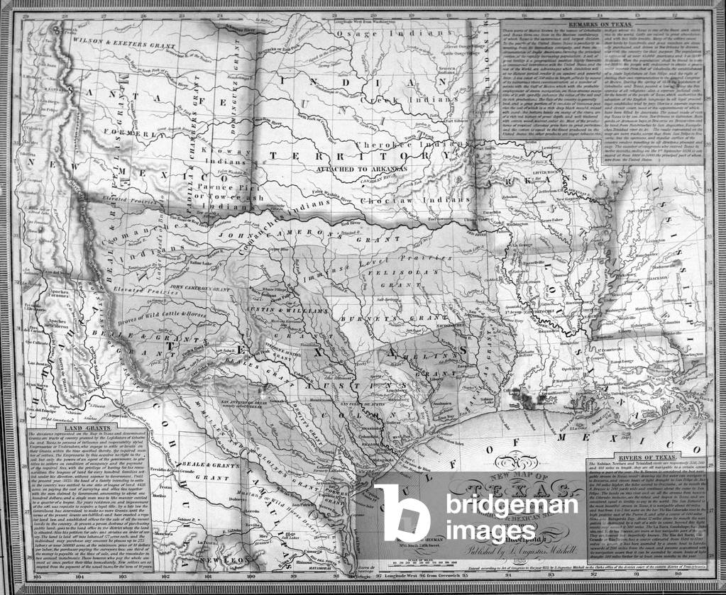 Mitchell's Map of Texas, 1835 (litho) (for detail see 241192) (b/w photo)