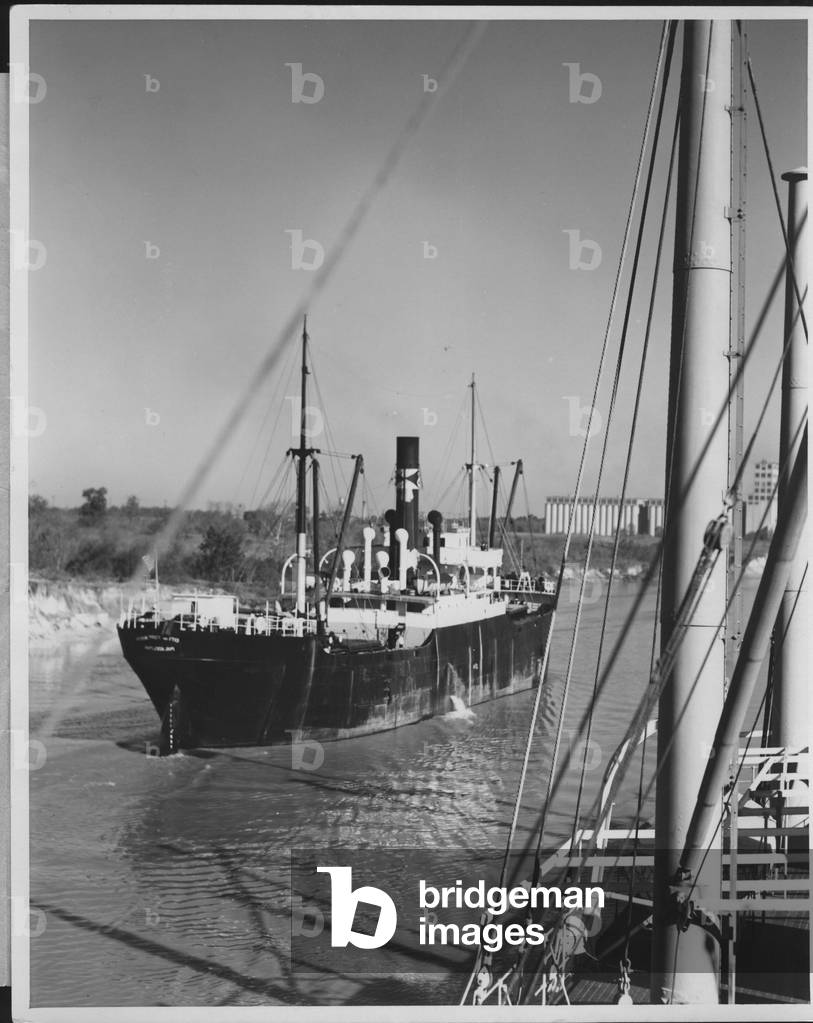 Ships in Channel, 1935-36 (b/w photo)