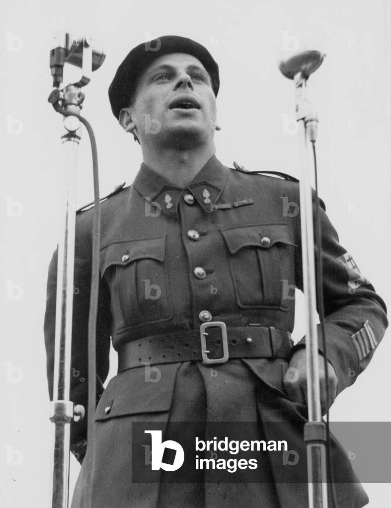 The Liberation of Toulouse, France august 22, 1944 : speech of Serge Ravanel (aka Serge Asher, b.1920), regional head of the FFI (french resistance forces)