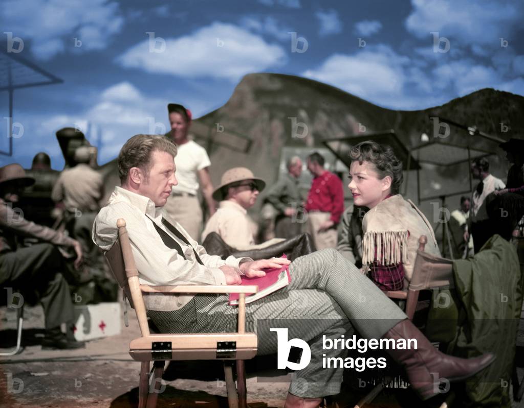 On The Set, Dan Dailey And Anne Baxter., A Ticket To Tomahawk 1950 Directed By Richard Sale