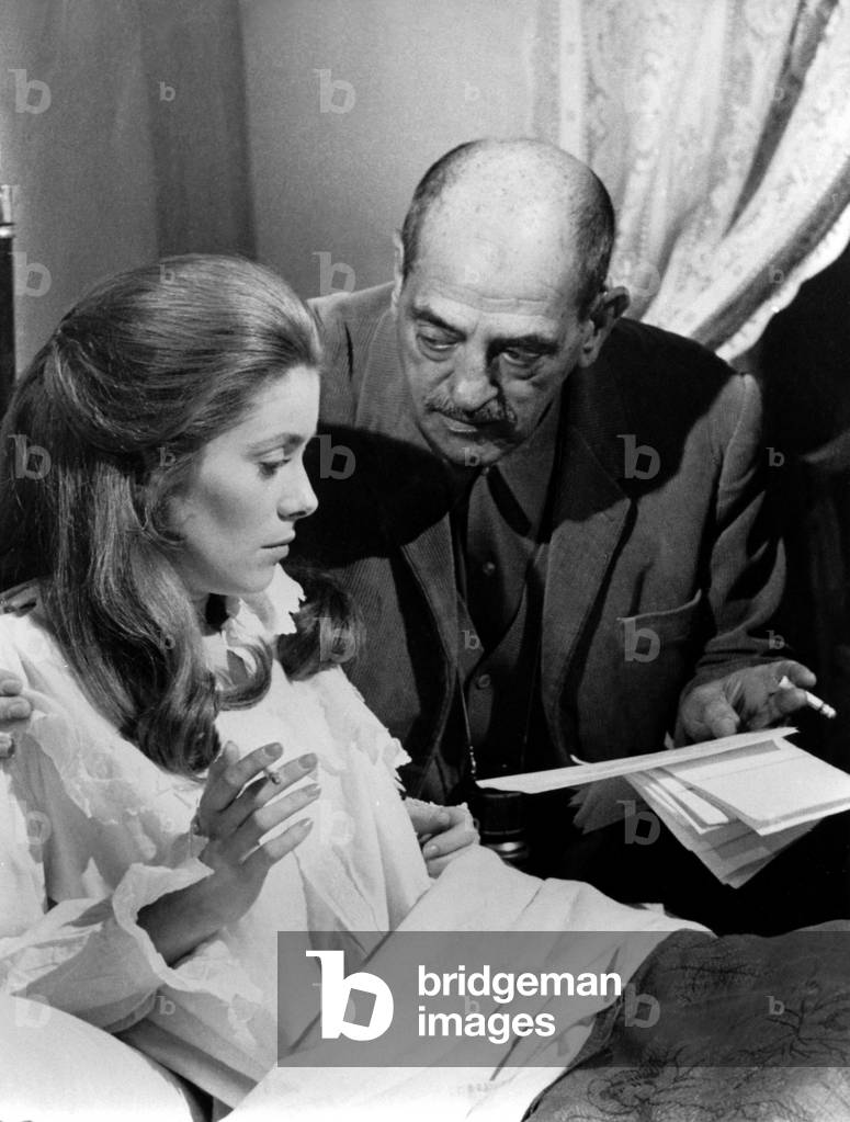 On The Set Luis Bunuel With Catherine Deneuve, 1966 (photo)