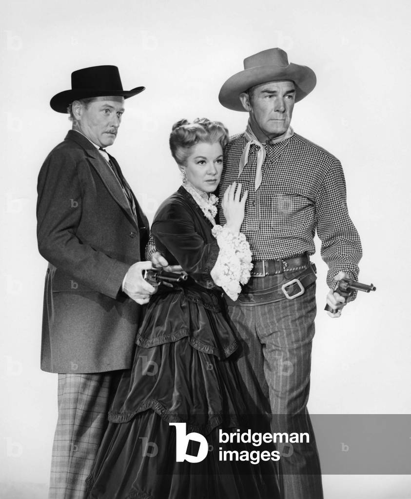 John Macready, Claire Trevor And Randolph Scott, The Stranger Wore A Gun 1953 Directed By Andre De Toth