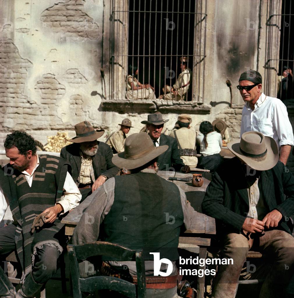 On The Set, Sam Peckinpah Between Warren Oates, Edmond O'Brien, Ernest Borgnine And William Holden, The Wild Bunch 1969 Directed By Sam Peckinpah
