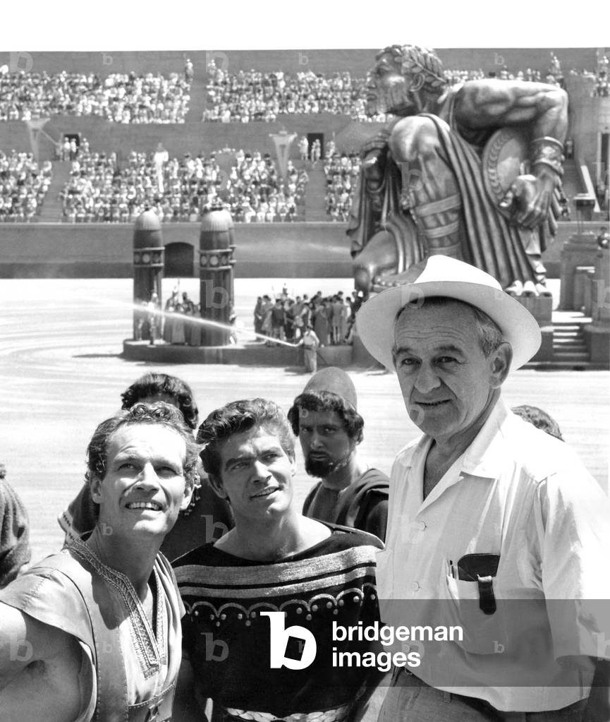 On The Set, William Wyler (Director) With Charlton Heston And Stephen Boyd., Ben-Hur 1959 Directed By William Wyler