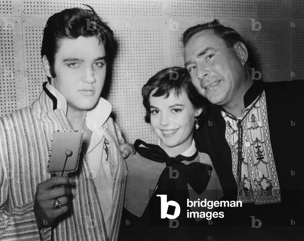 Elvis Presley (1935 - 1977), Natalie Wood and Nick Adams (b/w photo)