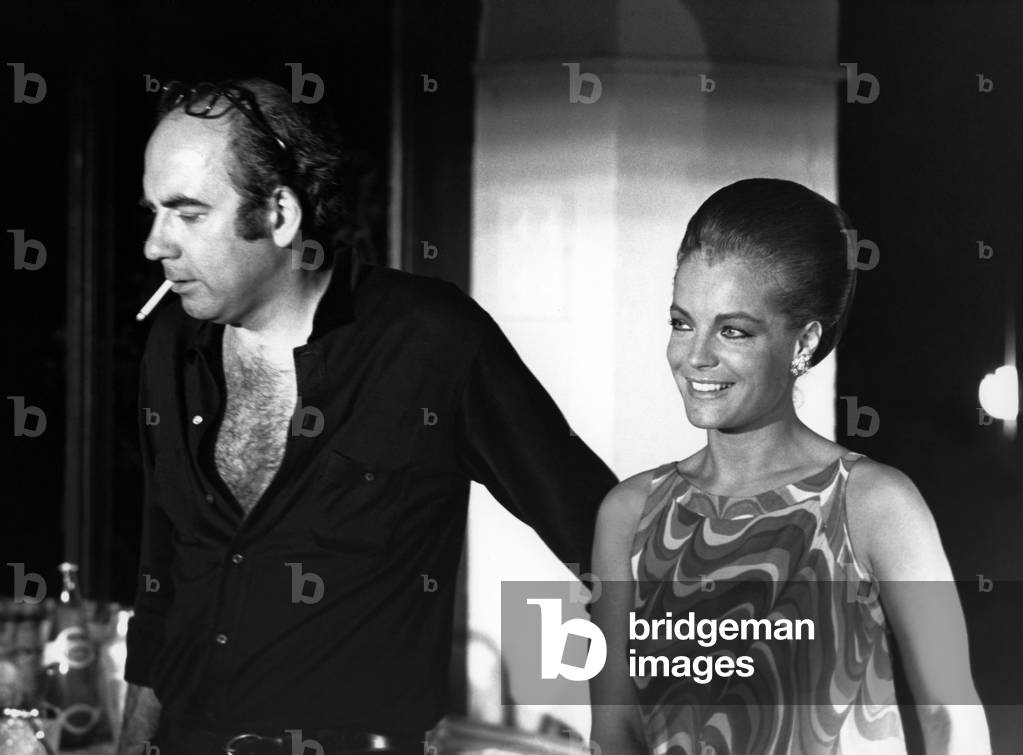 On The Set, Jacques Deray (Director) And Romy Schneider.