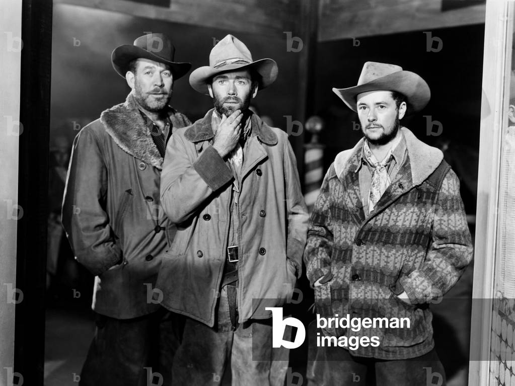 MY DARLING CLEMENTINE, 1946 directed by JOHN FORD Ward Bond, Henry Fonda and Tim Holt (b/w photo)