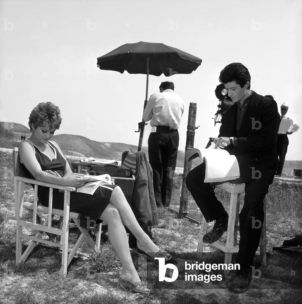 On The Set, Claudia Cardinale And Georges Chakiris.