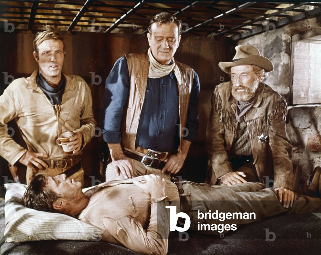 James Caan, John Wayne, Arthur Hunnicutt And Robert Mitchum., El Dorado 1967 Directed By Howard Hawks