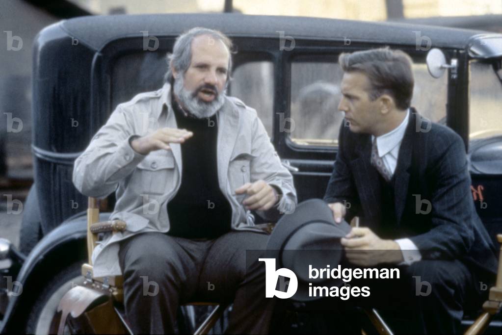On The Set, Brian De Palma With Kevin Costner, The Untouchables 1987 Directed By Brian De Palma