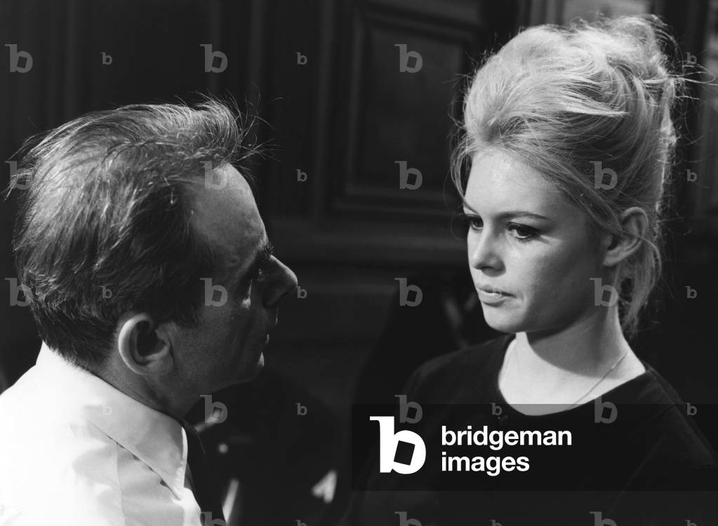 On The Set, Henri-Georges Clouzot And Brigitte Bardot, 1960 (b/w photo)
