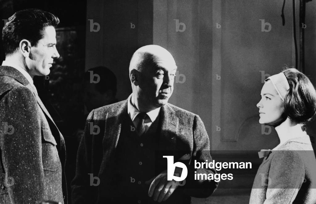 Le realisateur Otto Preminger,Tom Tryron and Romy Schneider sur le tournage du film Le Cardinal THE CARDINAL, 1963 (b/w photo)