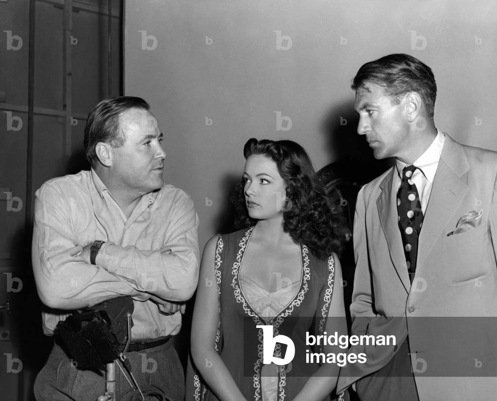 On The Set, Henry Hathaway With Gene Tierney And Gary Cooper.