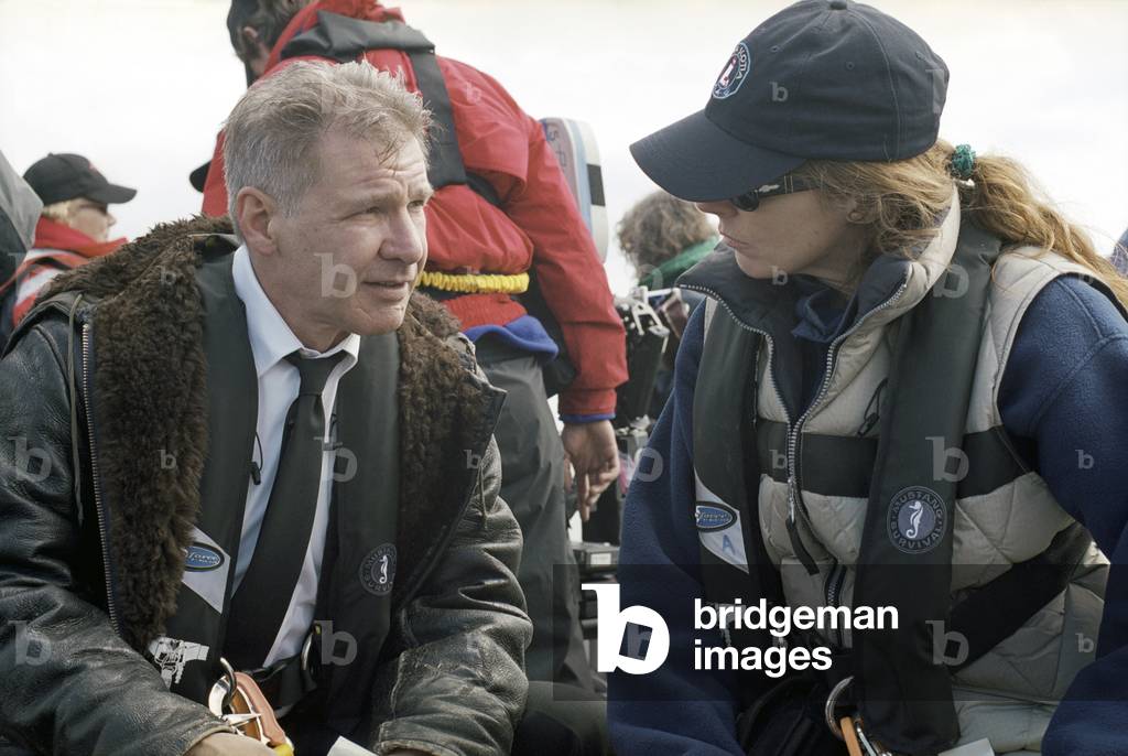 On The Set, Harrison Ford And Kathryn Bigelow.