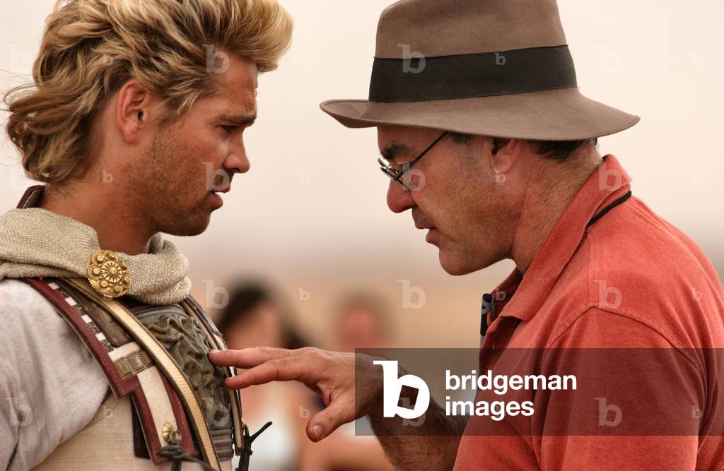 Colin Farrell As Alexander The Great And Director Oliver Stone On The Set Of The Action Adventure Drama Alexander, Directed By Oliver Stone and Distributed By Warner Bros Pictures, 2004