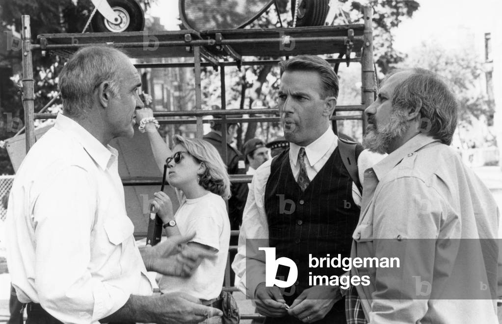 On The Set, Sean Connery And Kevin Costner With Brian De Palma, The Untouchables 1987 Directed By Brian De Palma