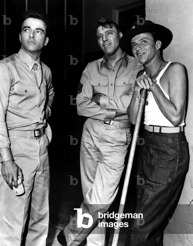 On The Set, Montgomery Clift, Burt Lancaster And Frank Sinatra.