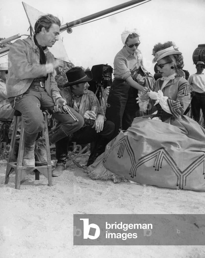 On The Set, Tom D'Andrea, Errol Flynn And Ann Sheridan.