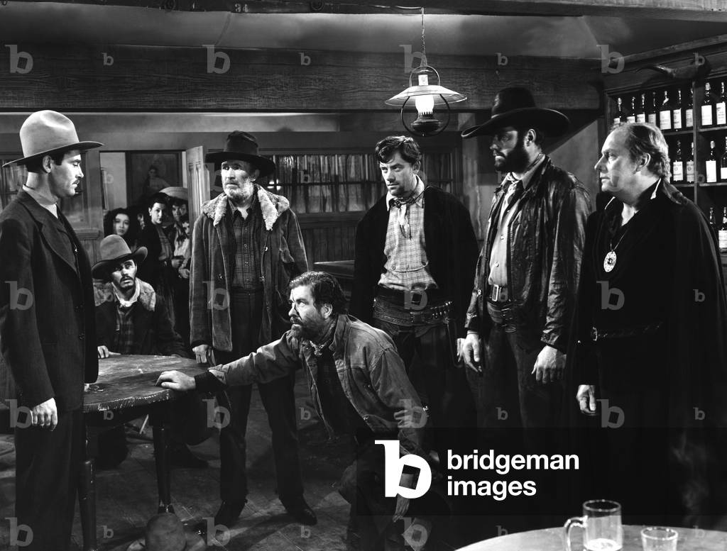 MY DARLING CLEMENTINE, 1946 directed by JOHN FORD Henry Fonda, Walter Brennan and John Ireland (b/w photo)