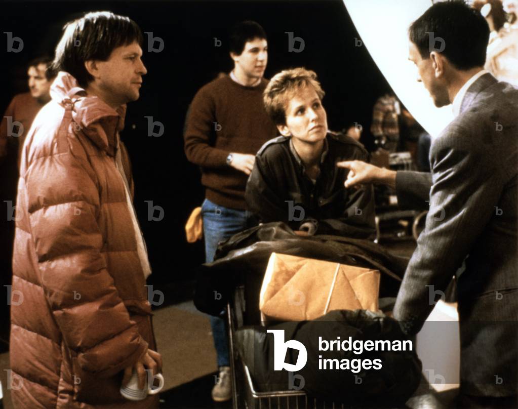 On The Set, Terry Gilliam With Kim Greist And Jonathan Pryce., Brazil 1985 Directed By Terry Gilliam